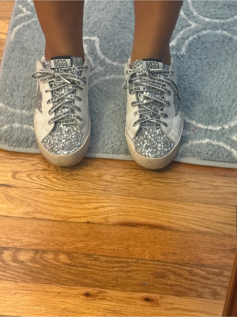 Golden Goose Silver Glitter Star Low-Top Sneakers